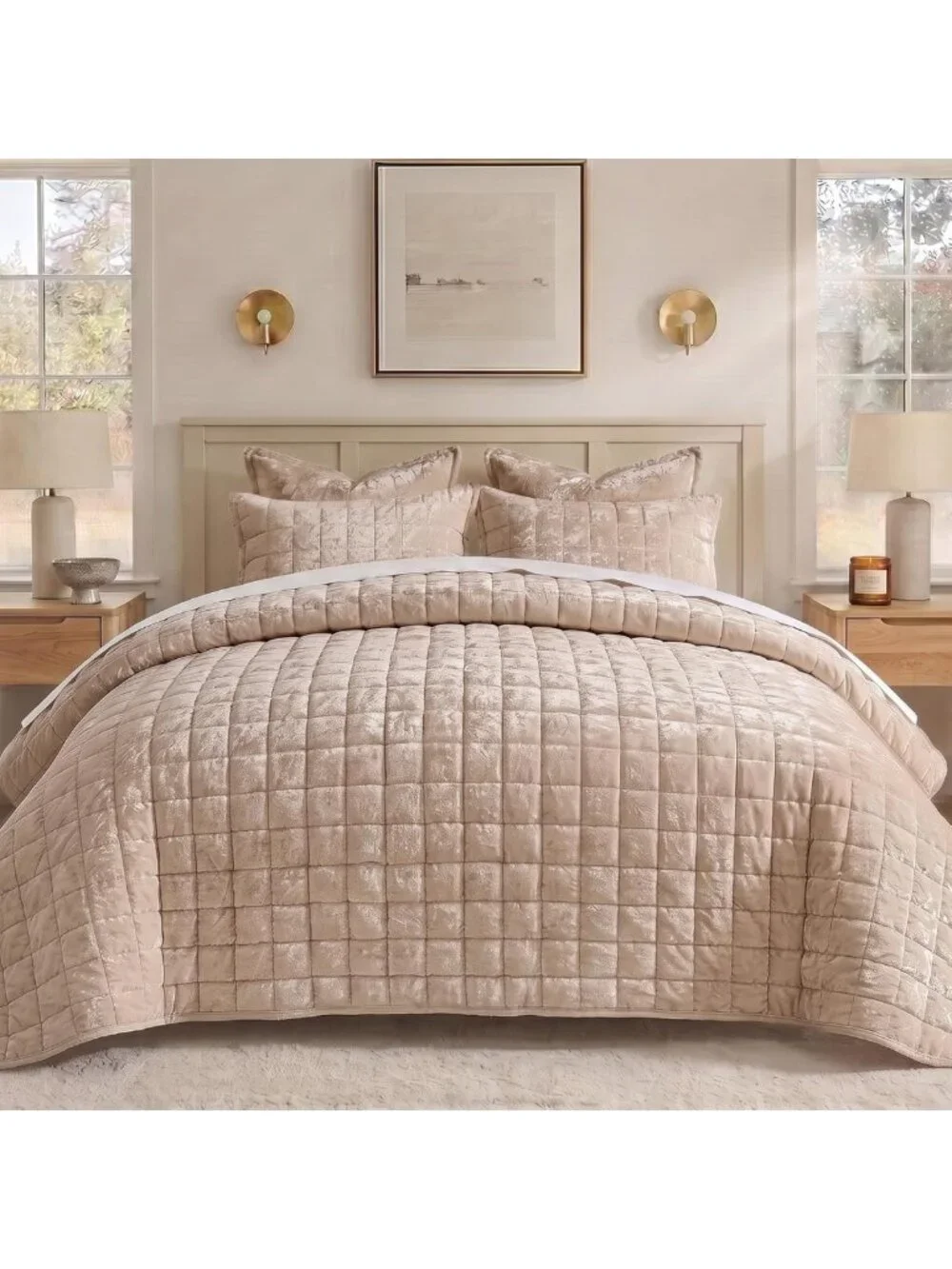 Luxurious Velvet King Size Quilt Set | Soft Comforter Bedding for Cozy Sleep